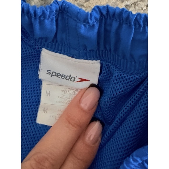 Speedo Swim Trunks Men's Size M  Blue Drawstring Elastic Waist Mesh Lined - Picture 6 of 7